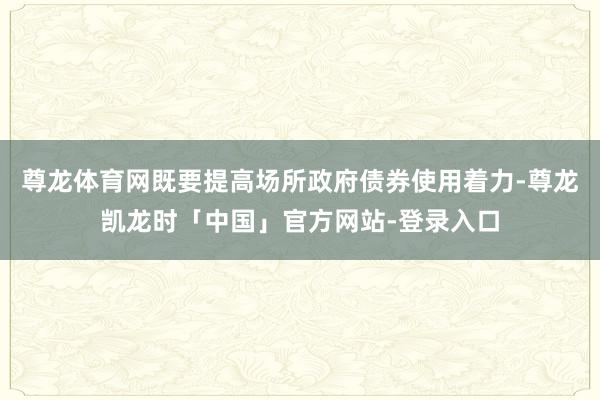 尊龙体育网既要提高场所政府债券使用着力-尊龙凯龙时「中国」官方网站-登录入口