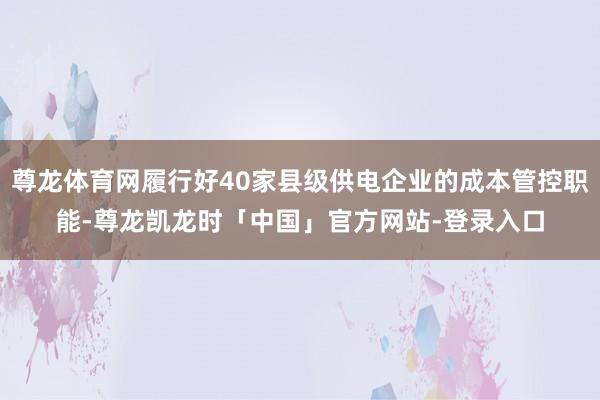 尊龙体育网履行好40家县级供电企业的成本管控职能-尊龙凯龙时「中国」官方网站-登录入口