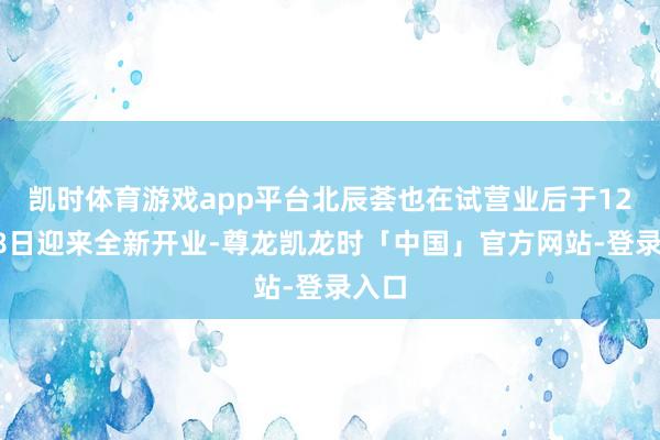 凯时体育游戏app平台北辰荟也在试营业后于12月28日迎来全新开业-尊龙凯龙时「中国」官方网站-登录入口