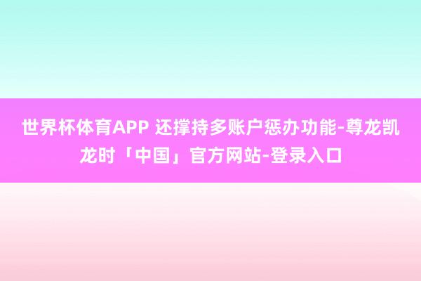世界杯体育APP 还撑持多账户惩办功能-尊龙凯龙时「中国」官方网站-登录入口