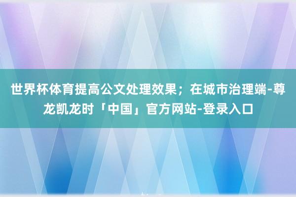 世界杯体育提高公文处理效果；在城市治理端-尊龙凯龙时「中国」官方网站-登录入口