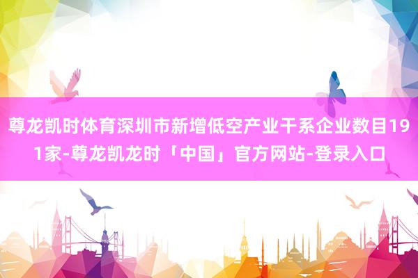 尊龙凯时体育深圳市新增低空产业干系企业数目191家-尊龙凯龙时「中国」官方网站-登录入口