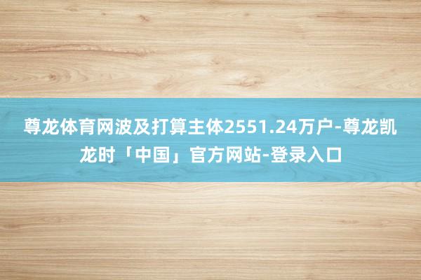 尊龙体育网波及打算主体2551.24万户-尊龙凯龙时「中国」官方网站-登录入口