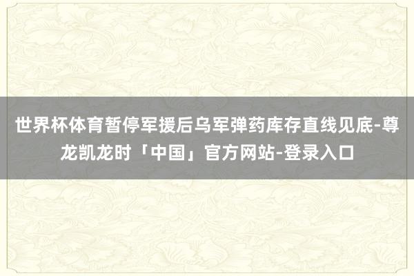 世界杯体育暂停军援后乌军弹药库存直线见底-尊龙凯龙时「中国」官方网站-登录入口